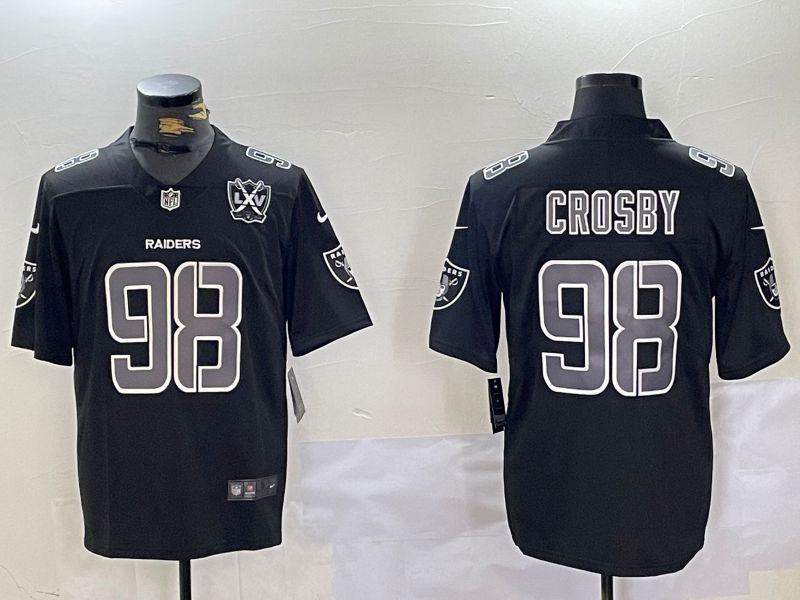 Men Oakland Raiders #98 Crosby Black Fashion Nike 2024 Limited NFL Jersey style 2